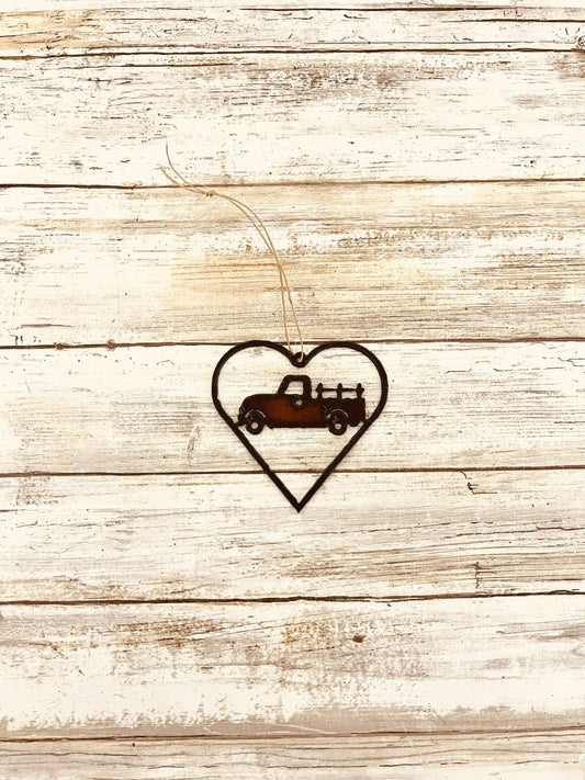 Heart Outline with Vintage Truck Ornament