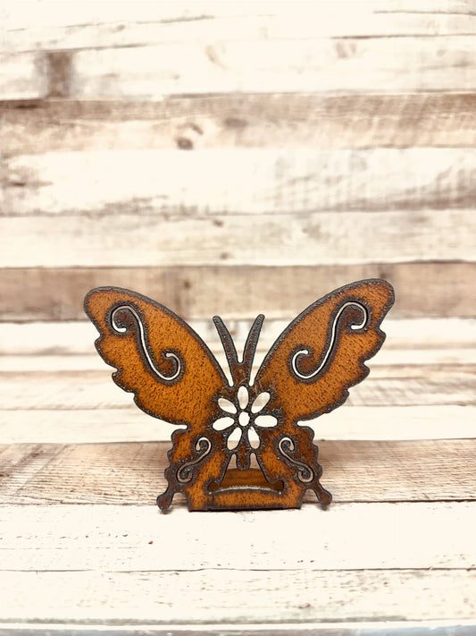 Butterfly GARDEN FRIEND DOODAD Rustic Metal Figurine