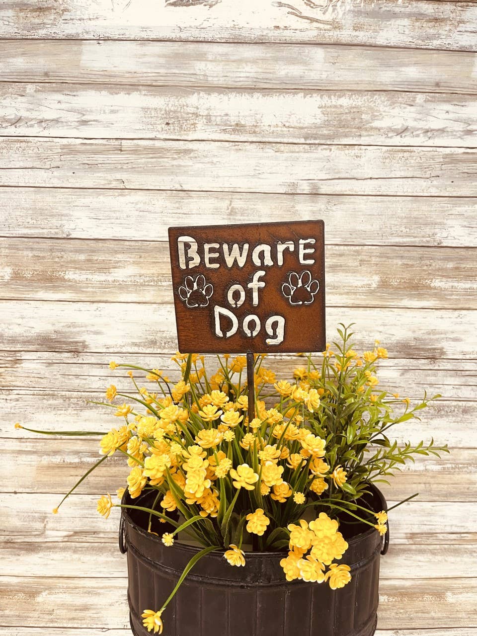 Beware of Dog Warning Plant Stake Plaque Sign Garden