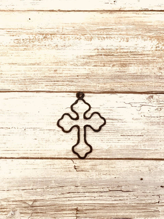 Chubby Cross Outline Charm Pendant Rustic Metal