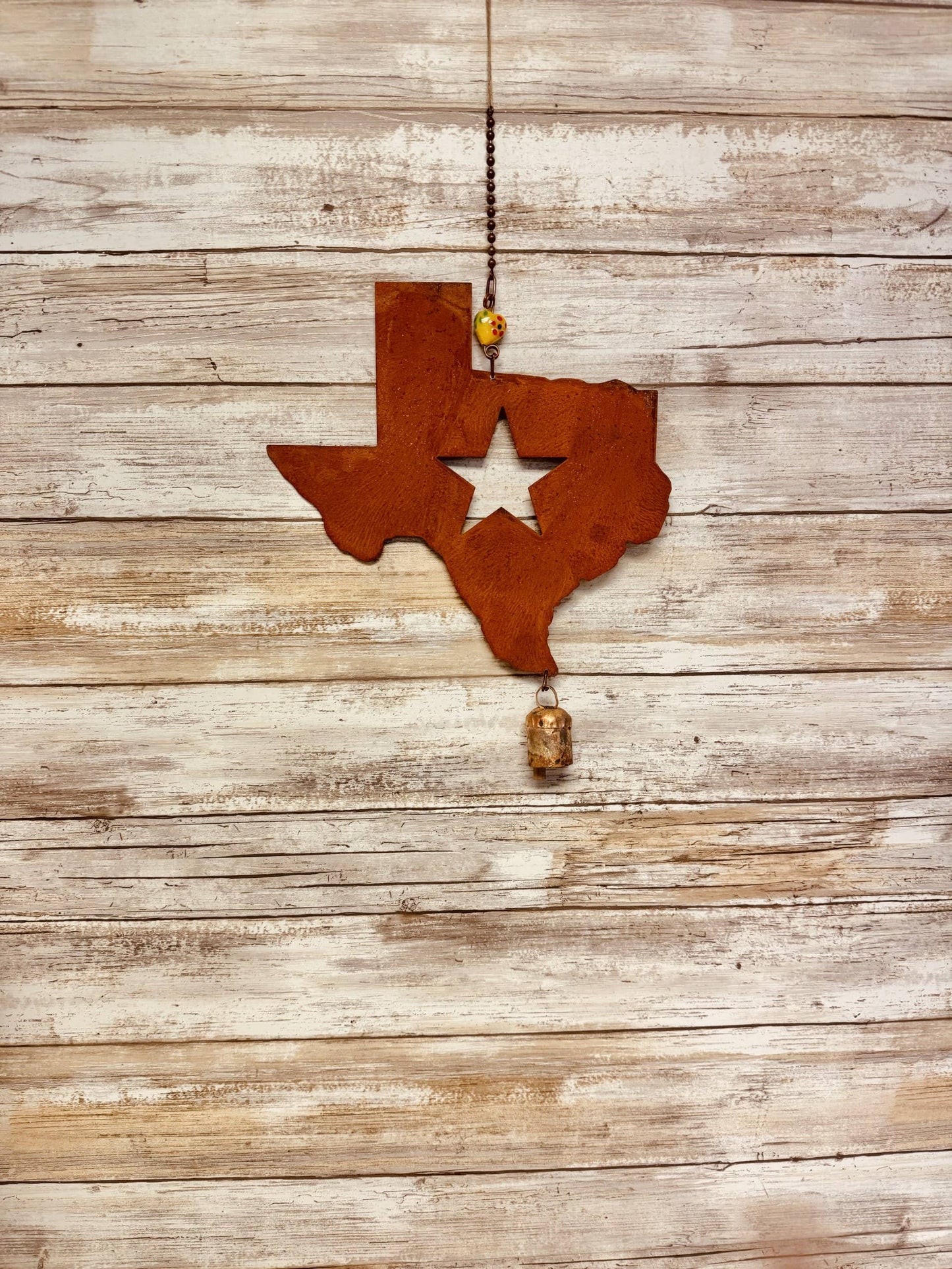 State of Texas with Star 8 inch Bell Rustic Metal Garden