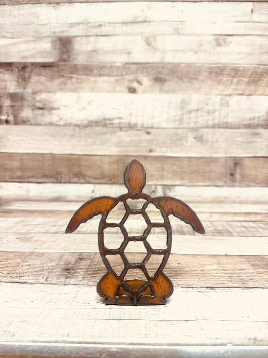 Sea Turtle DOODAD Rustic Metal Nautical Standing Figurine