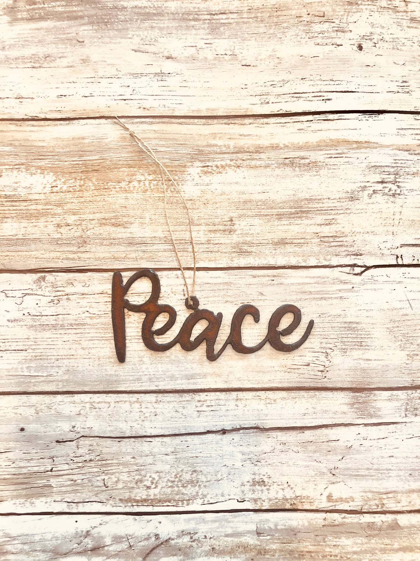 Peace Ornament Cursive Word Ornament