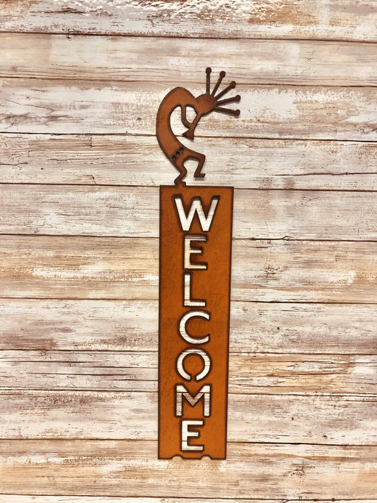 Kokopelli Southwestern Vertical Welcome Sign