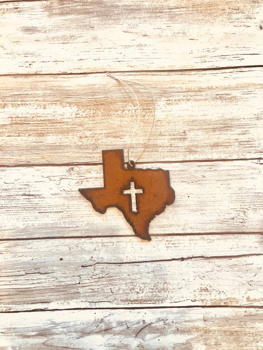 Texas State with Cross Ornament