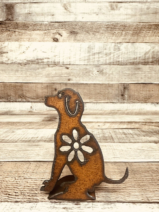 Dog Garden Doodad Rustic Metal Standing Figurine