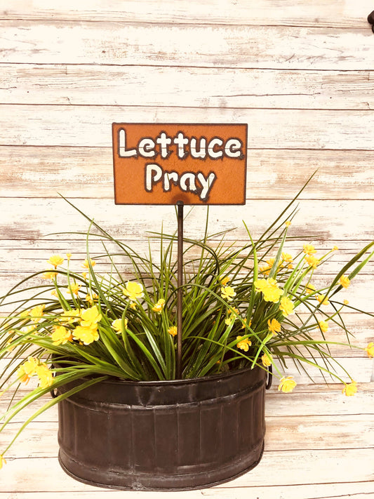 Lettuce Pray Garden Plant Stake Garden Decor Art