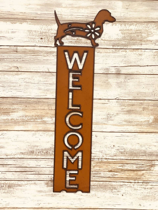 Dachshund GARDEN FRIEND Vertical Welcome sign Wiener Dog