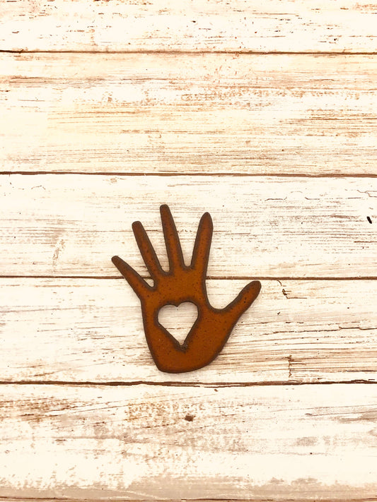 Hand with Heart Rustic Magnet