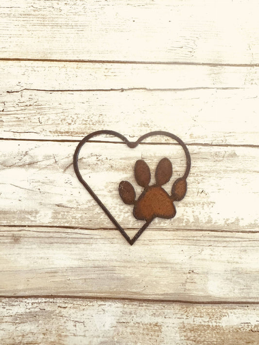 Heart Outline with Paw Magnet Pet Memorial Love My Pet