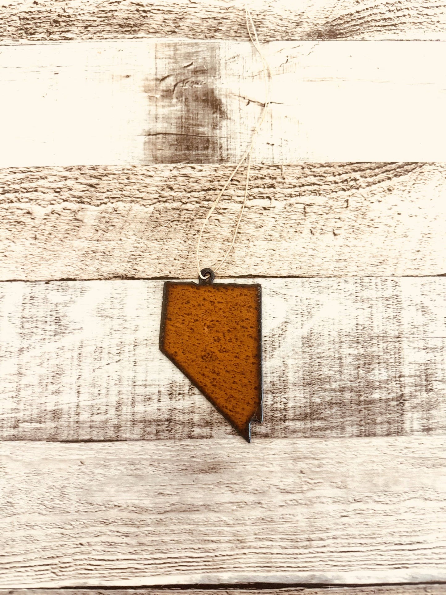 Nevada State Shape Rusted Metal Ornament