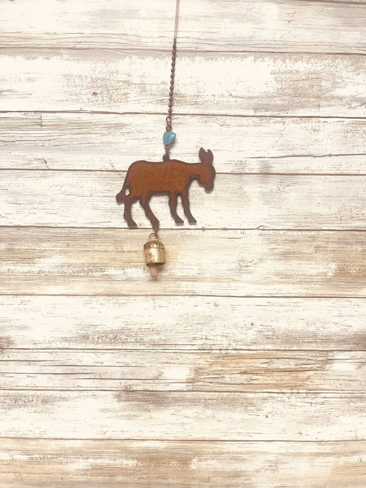 Donkey Burro Mule single Bell Garden chime Southwest gift