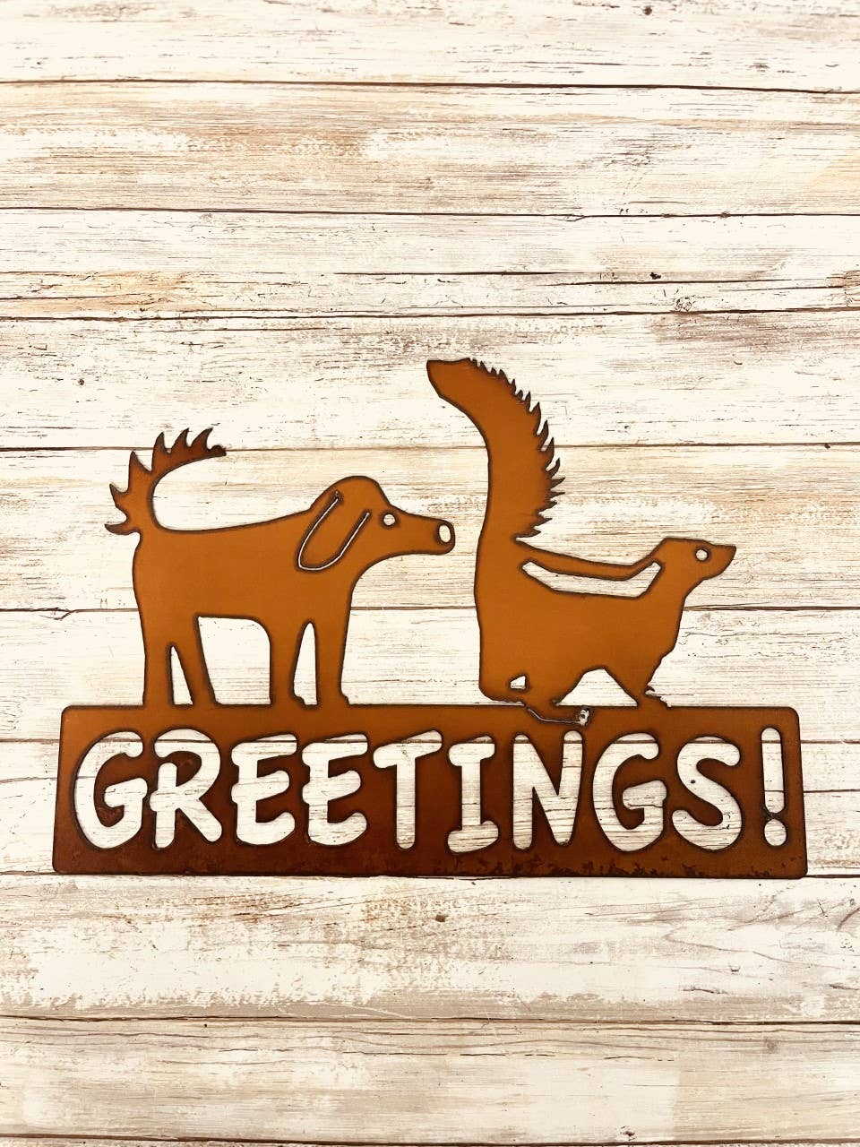 Dog and Skunk Greeting Sign Pet Gift