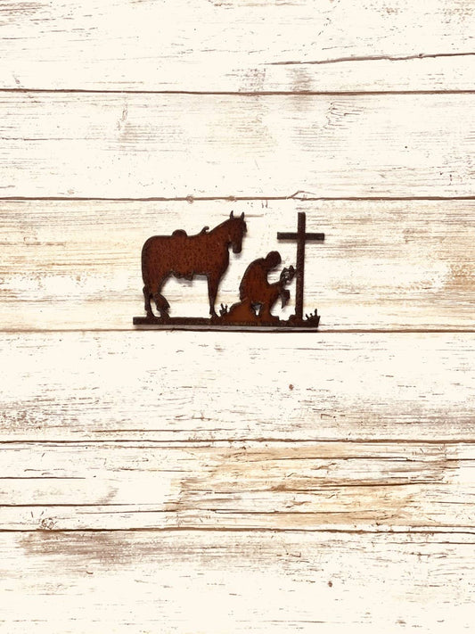 Cowboy at Cross Western Rustic Magnet