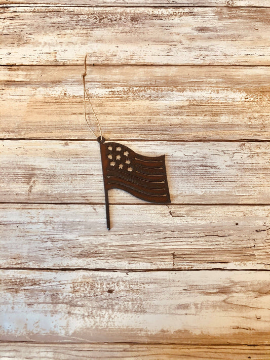 American Flag Rustic Ornament