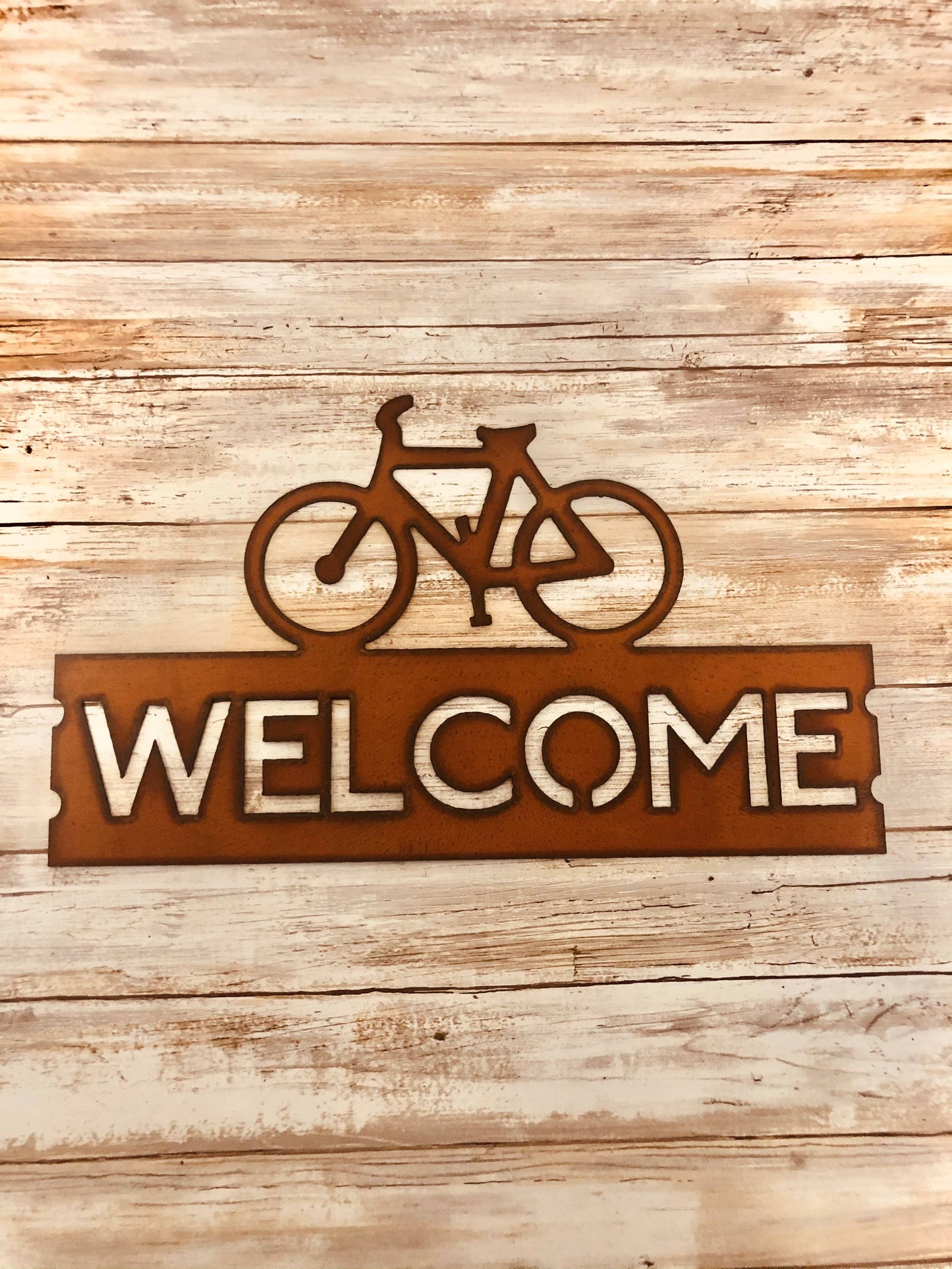 Bicycle Horizontal Rustic Welcome Sign