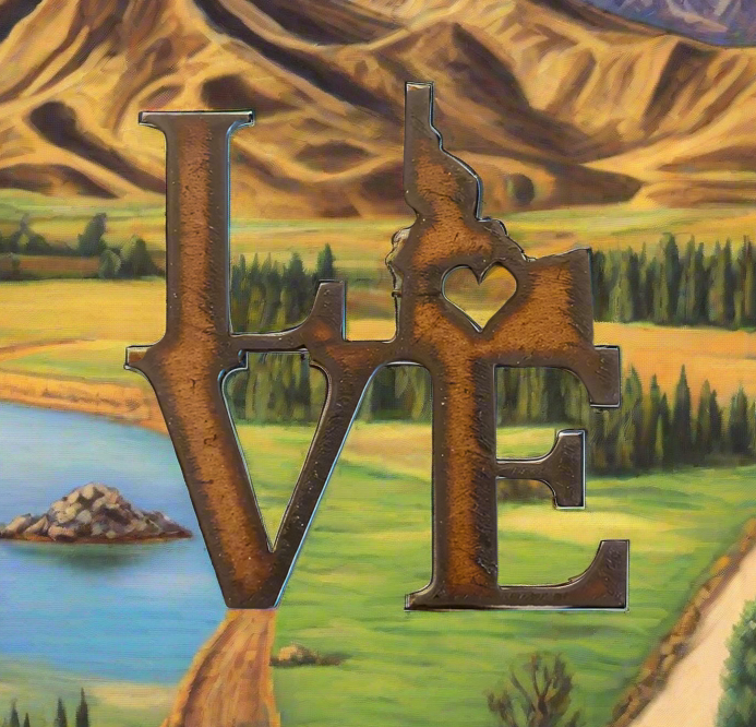 Love Idaho Rustic Metal Magnet State Idaho Gift