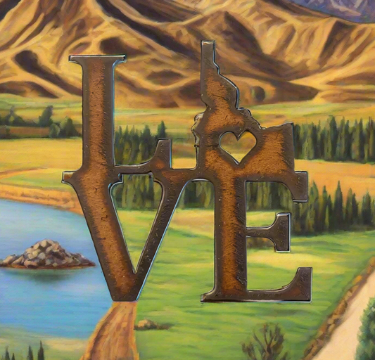 Love Idaho Rustic Metal Magnet State Idaho Gift