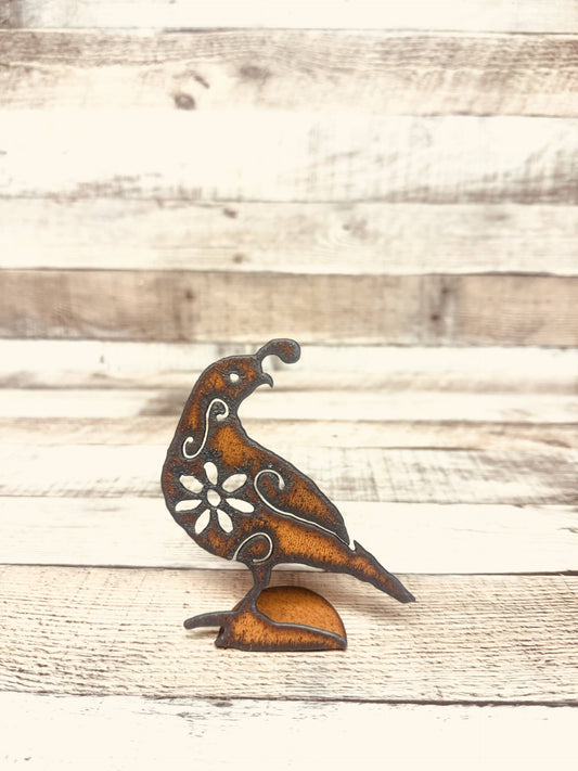 Quail GARDEN FRIEND Rustic Metal Doodad Figurine