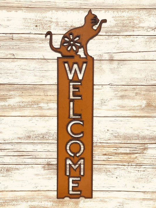 Cat GARDEN FRIEND Vertical Welcome Sign Kitty Gift