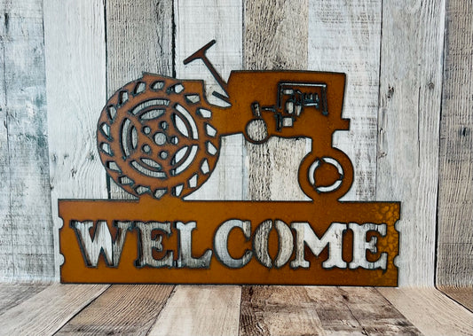 ﻿Welcome with Tractor wall sign